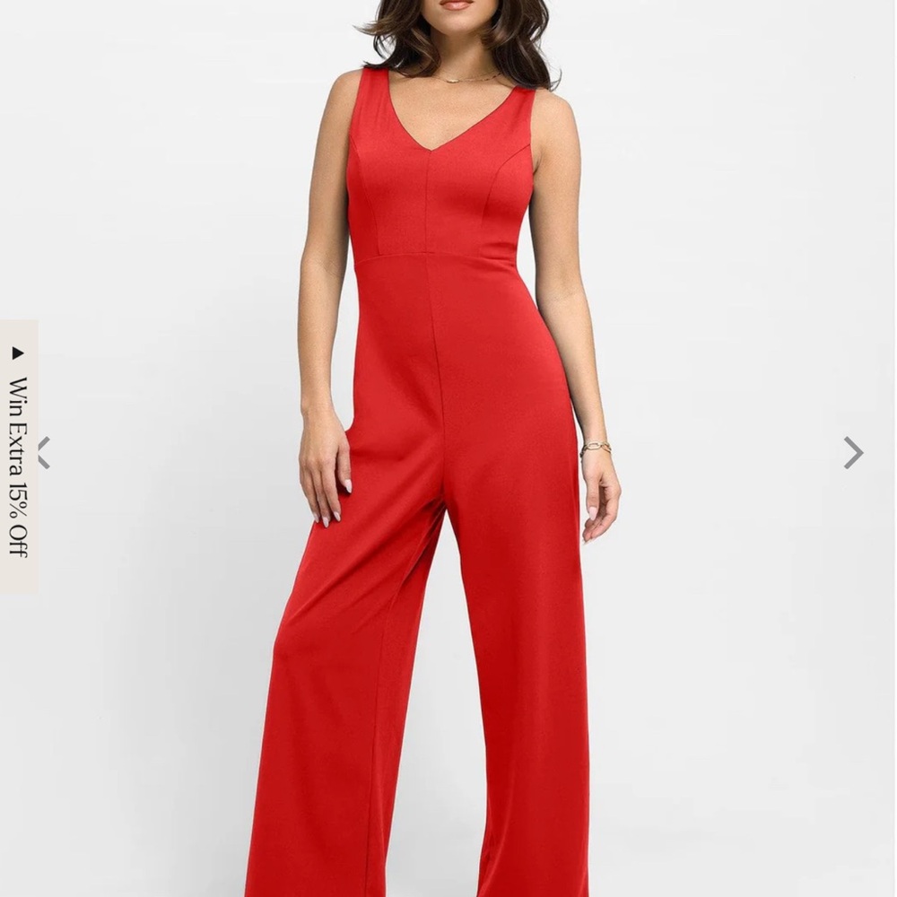 Elegant Red Sleeveless Jumpsuit. Previously Owned